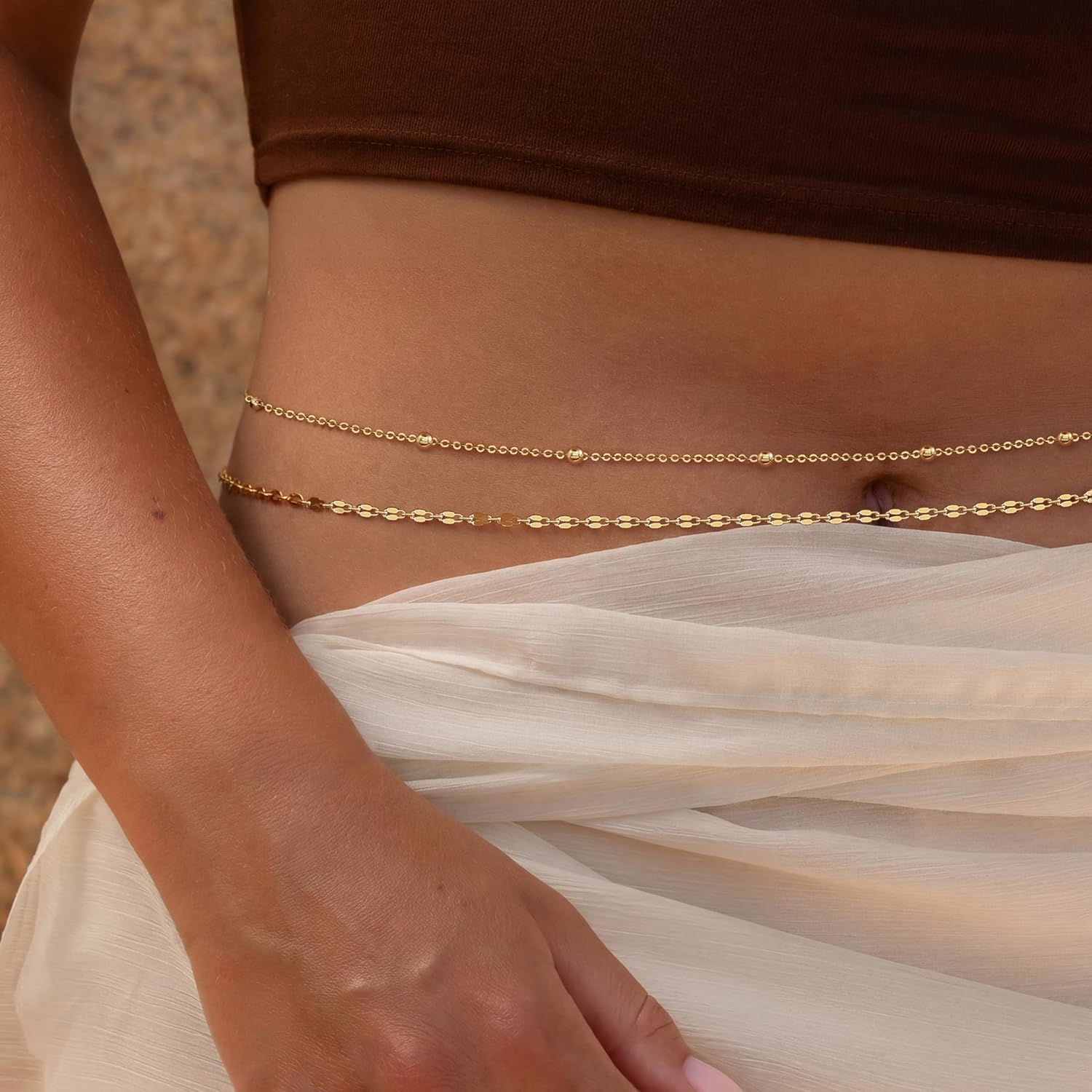 14K Gold Plated Waist Chain Wo - Body Jewelry Helix のレビューと価格