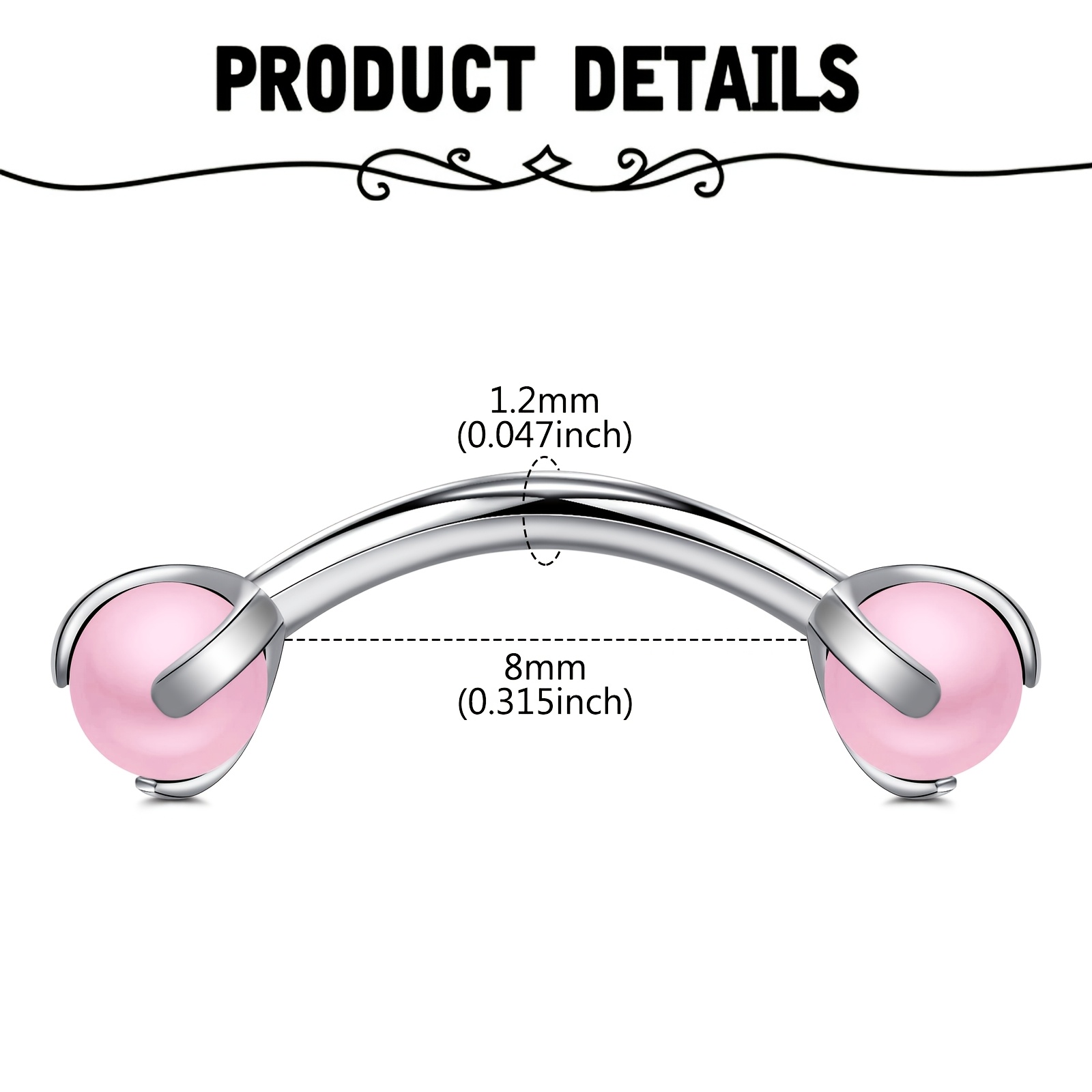 Curved Barbell with Faux Pearl - Body Jewelry Measurements のレビューと価格