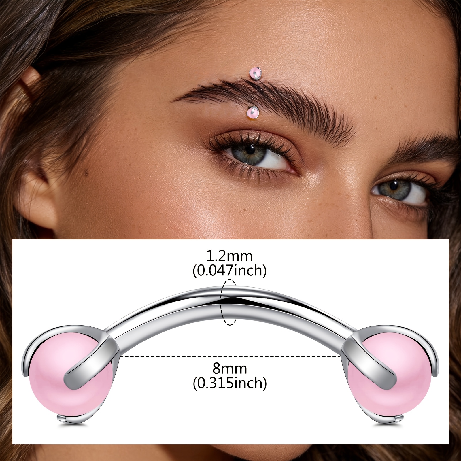 Curved Barbell with Faux Pearl - Body Jewelry Measurements のレビューと価格