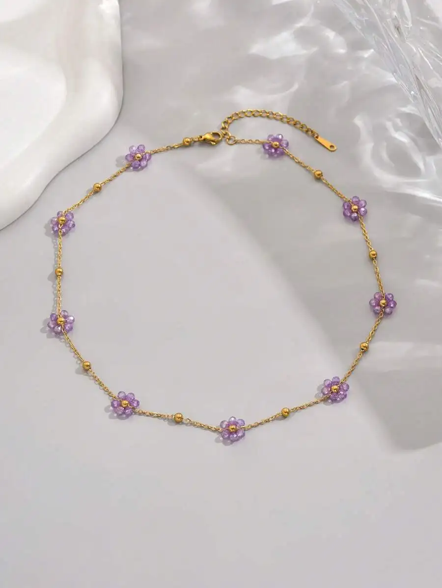Crystal Flower Beaded Necklace - Body Jewelry Leg Chain のレビューと価格